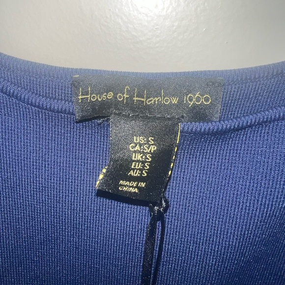 House of Harlow 1960 Bodycon Scoop Nevk Midi Dress Navy Size Small - Picture 6 of 9